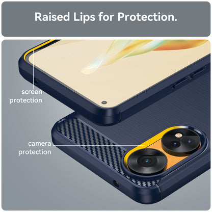 Brushed Carbon Fiber Texture Phone Case for Oppo Reno8 T 4G , Flexible TPU Phone Cover