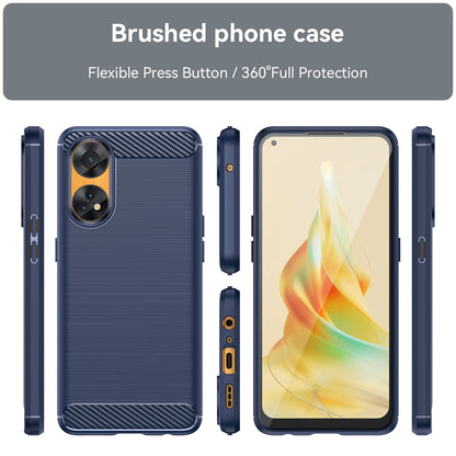 Brushed Carbon Fiber Texture Phone Case for Oppo Reno8 T 4G , Flexible TPU Phone Cover