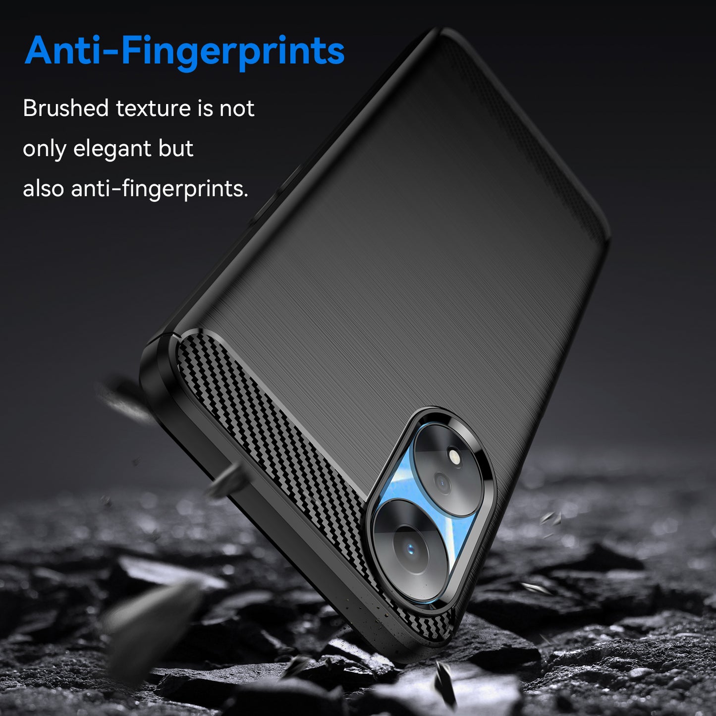 TPU Case for Oppo A78 5G / A58 5G / A58x 5G , Brushed Carbon Fiber Texture Cell Phone Cover