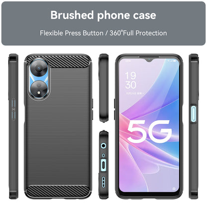 TPU Case for Oppo A78 5G / A58 5G / A58x 5G , Brushed Carbon Fiber Texture Cell Phone Cover