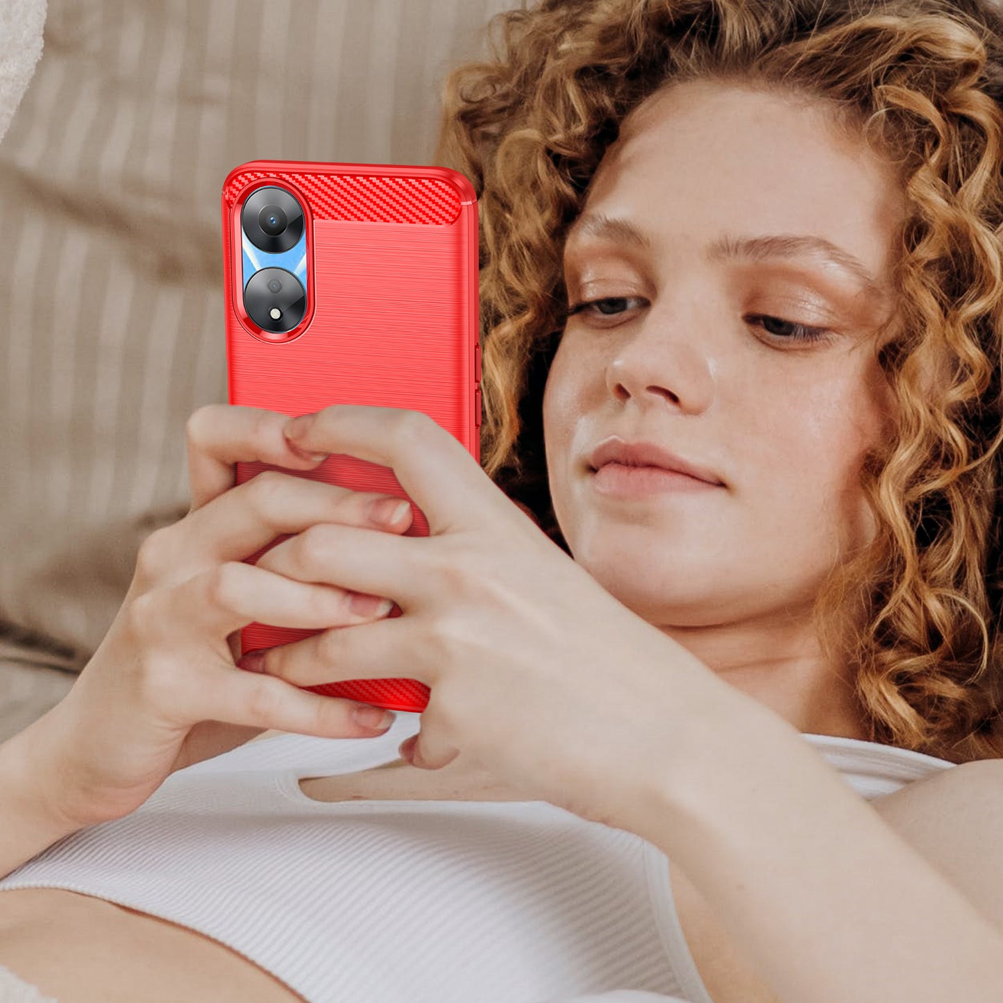 TPU Case for Oppo A78 5G / A58 5G / A58x 5G , Brushed Carbon Fiber Texture Cell Phone Cover