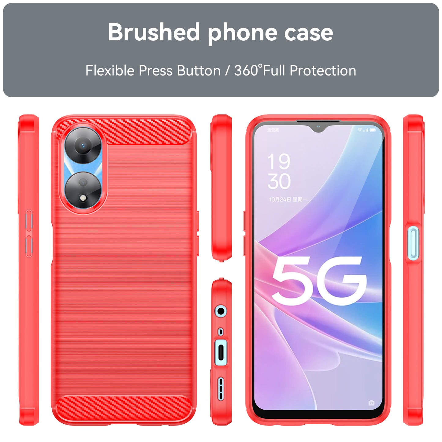 TPU Case for Oppo A78 5G / A58 5G / A58x 5G , Brushed Carbon Fiber Texture Cell Phone Cover