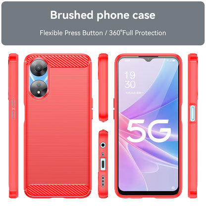 TPU Case for Oppo A78 5G / A58 5G / A58x 5G , Brushed Carbon Fiber Texture Cell Phone Cover