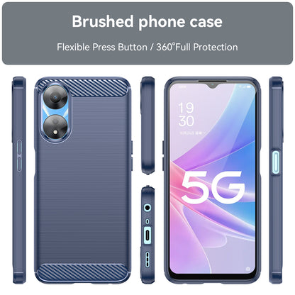 TPU Case for Oppo A78 5G / A58 5G / A58x 5G , Brushed Carbon Fiber Texture Cell Phone Cover