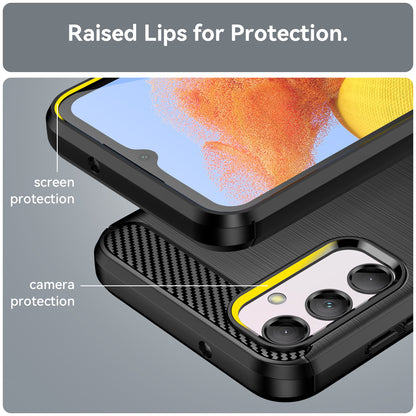 Carbon Fiber Texture Phone Case for Samsung Galaxy M14 5G , Anti-drop Brushed TPU Cover