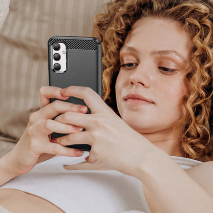 Carbon Fiber Texture Phone Case for Samsung Galaxy M14 5G , Anti-drop Brushed TPU Cover