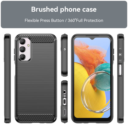 Carbon Fiber Texture Phone Case for Samsung Galaxy M14 5G , Anti-drop Brushed TPU Cover