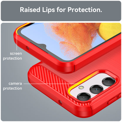 Carbon Fiber Texture Phone Case for Samsung Galaxy M14 5G , Anti-drop Brushed TPU Cover