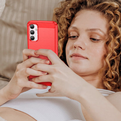 Carbon Fiber Texture Phone Case for Samsung Galaxy M14 5G , Anti-drop Brushed TPU Cover