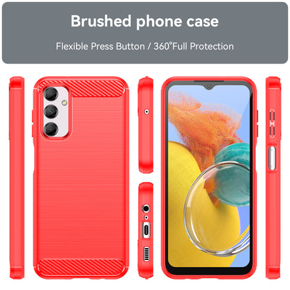 Carbon Fiber Texture Phone Case for Samsung Galaxy M14 5G , Anti-drop Brushed TPU Cover