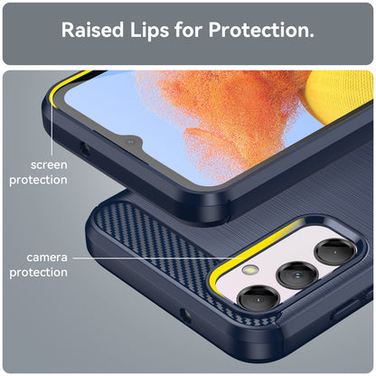 Carbon Fiber Texture Phone Case for Samsung Galaxy M14 5G , Anti-drop Brushed TPU Cover