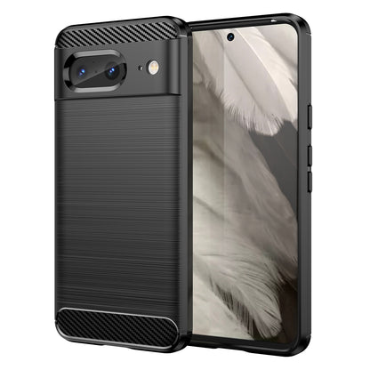 Brushed TPU Phone Case for Google Pixel 8 , Carbon Fiber Texture Anti-scratch Cover