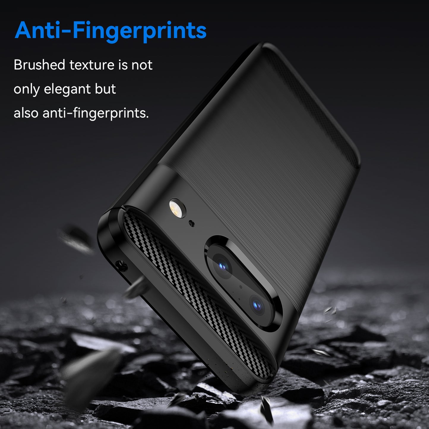 Brushed TPU Phone Case for Google Pixel 8 , Carbon Fiber Texture Anti-scratch Cover
