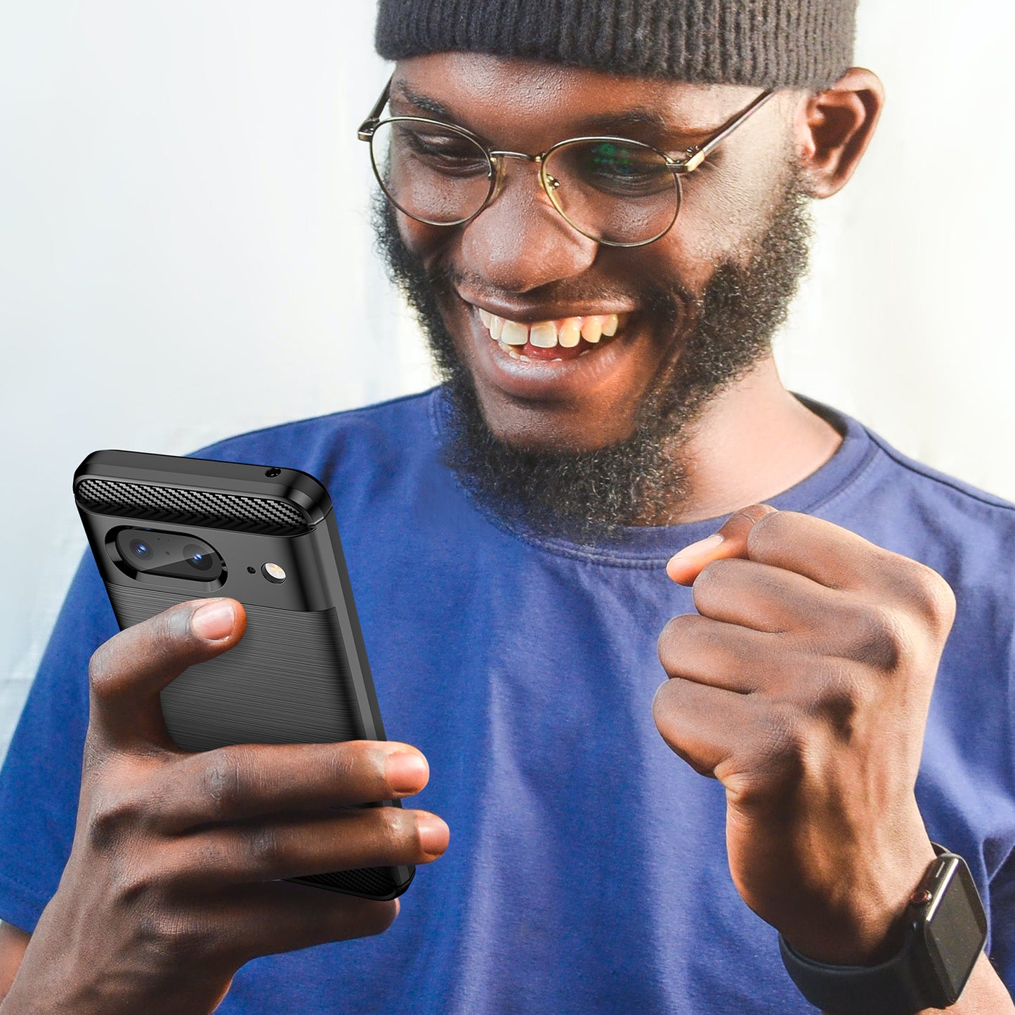 Brushed TPU Phone Case for Google Pixel 8 , Carbon Fiber Texture Anti-scratch Cover