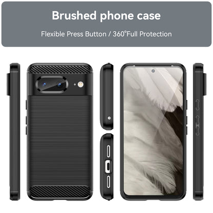 Brushed TPU Phone Case for Google Pixel 8 , Carbon Fiber Texture Anti-scratch Cover