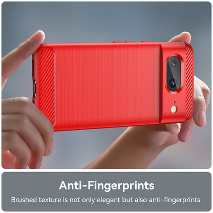 Brushed TPU Phone Case for Google Pixel 8 , Carbon Fiber Texture Anti-scratch Cover