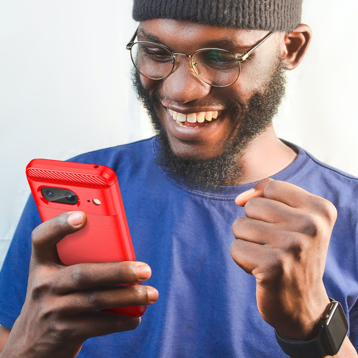 Brushed TPU Phone Case for Google Pixel 8 , Carbon Fiber Texture Anti-scratch Cover