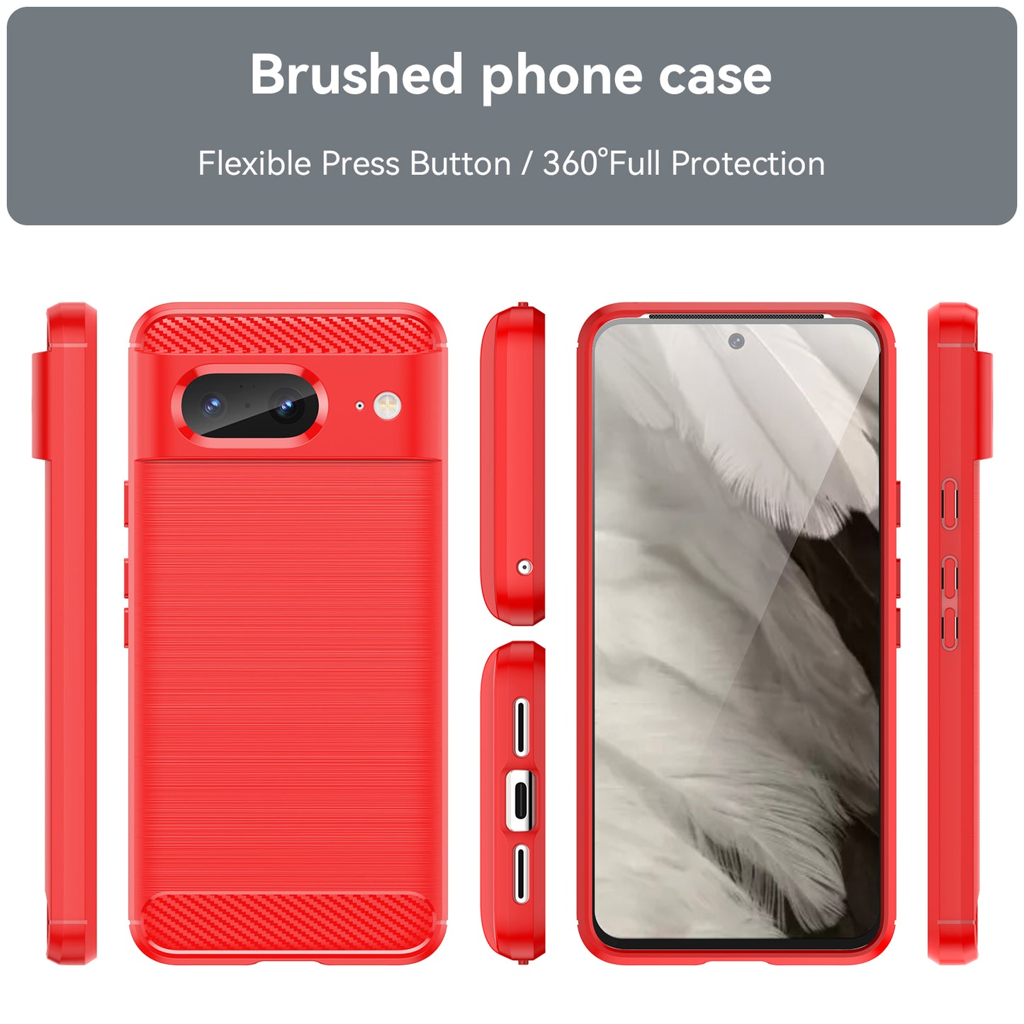 Brushed TPU Phone Case for Google Pixel 8 , Carbon Fiber Texture Anti-scratch Cover
