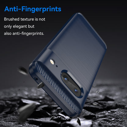 Brushed TPU Phone Case for Google Pixel 8 , Carbon Fiber Texture Anti-scratch Cover