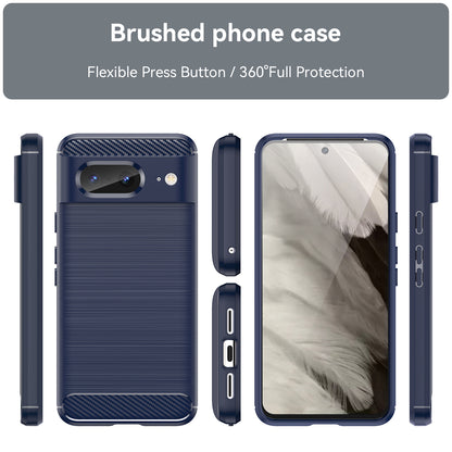 Brushed TPU Phone Case for Google Pixel 8 , Carbon Fiber Texture Anti-scratch Cover