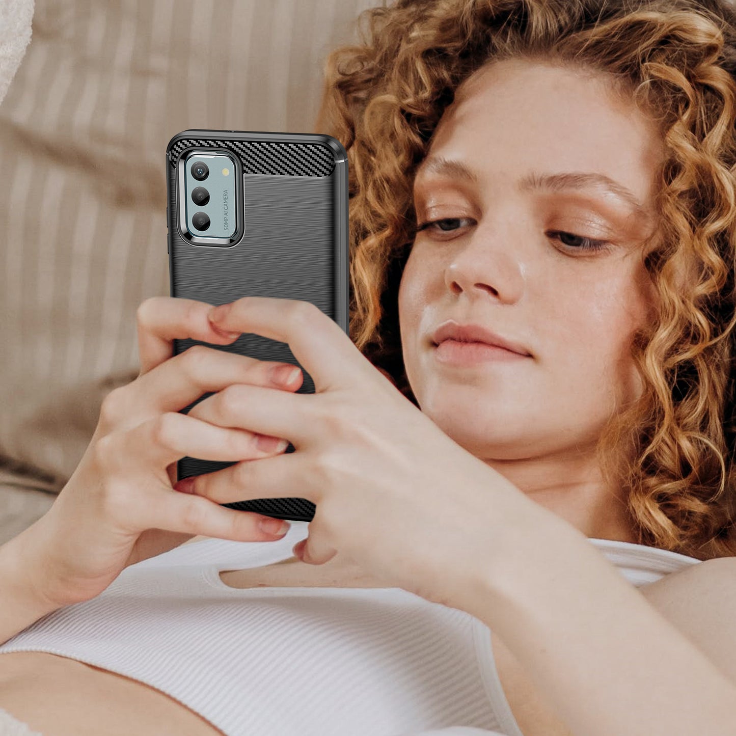 Brushed Carbon Fiber Texture TPU Case for Nokia G22 , Anti-drop Cell Phone Cover