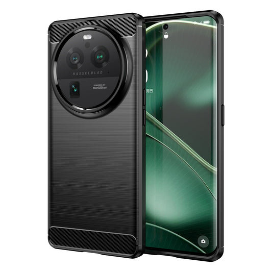 Mobile Phone Case for Oppo Find X6 Pro , Brushed Carbon Fiber Texture Phone TPU Back Cover