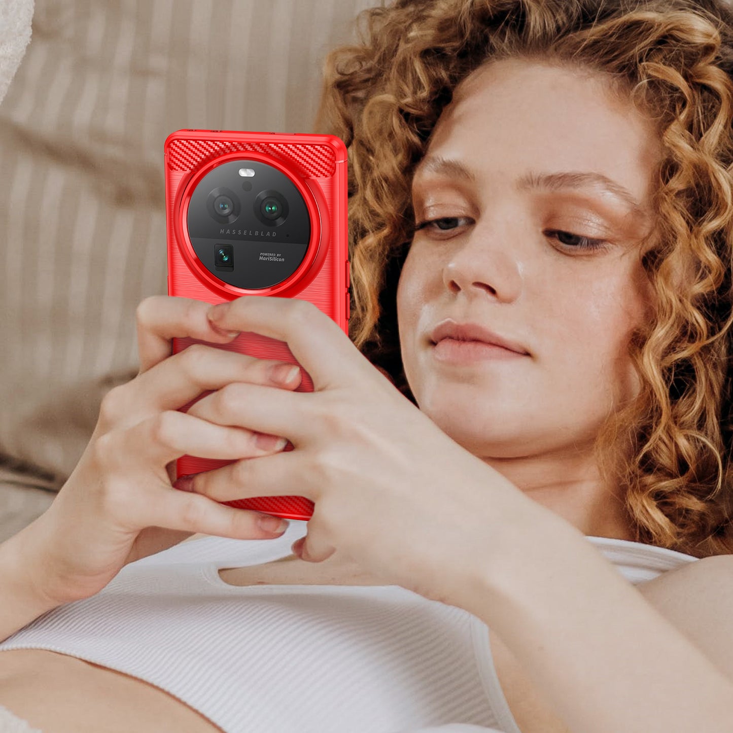 Mobile Phone Case for Oppo Find X6 Pro , Brushed Carbon Fiber Texture Phone TPU Back Cover