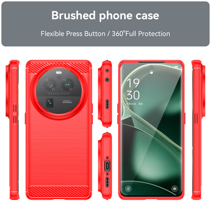 Mobile Phone Case for Oppo Find X6 Pro , Brushed Carbon Fiber Texture Phone TPU Back Cover