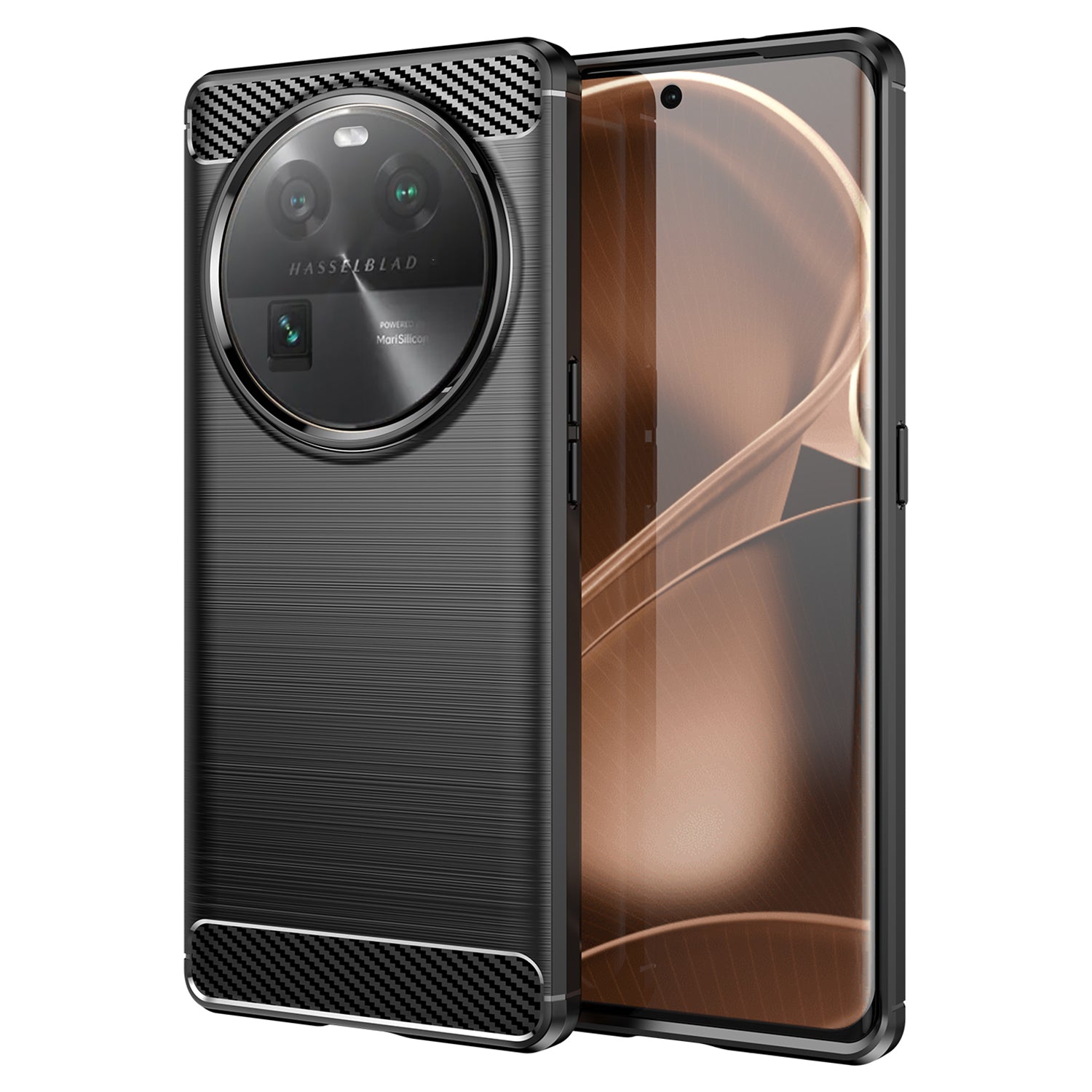 Carbon Fiber Texture Phone Case for Oppo Find X6 , Brushed Soft TPU Phone Cover