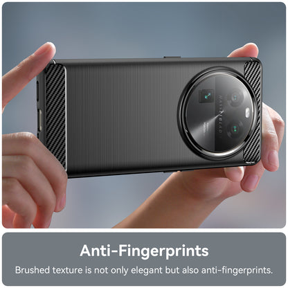 Carbon Fiber Texture Phone Case for Oppo Find X6 , Brushed Soft TPU Phone Cover