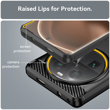 Carbon Fiber Texture Phone Case for Oppo Find X6 , Brushed Soft TPU Phone Cover