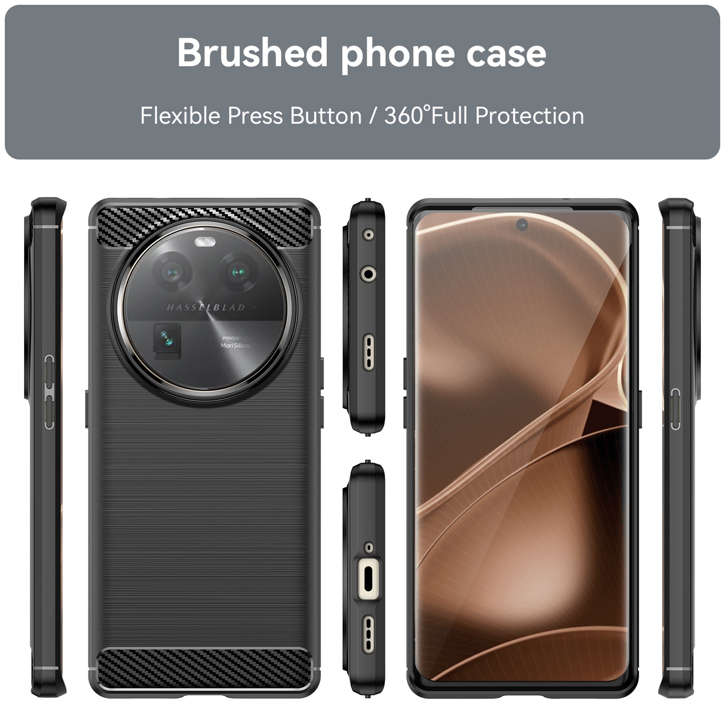 Carbon Fiber Texture Phone Case for Oppo Find X6 , Brushed Soft TPU Phone Cover