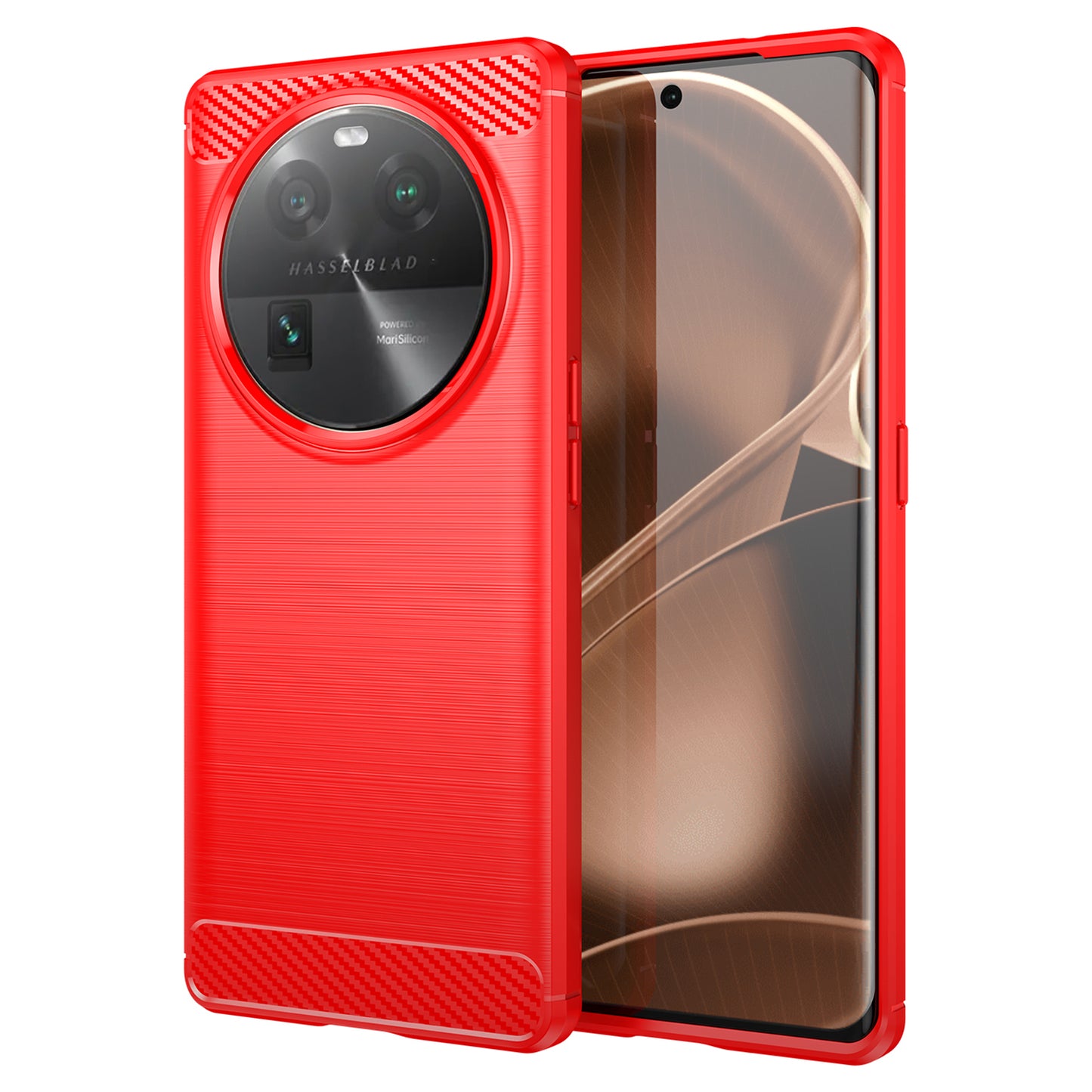 Carbon Fiber Texture Phone Case for Oppo Find X6 , Brushed Soft TPU Phone Cover