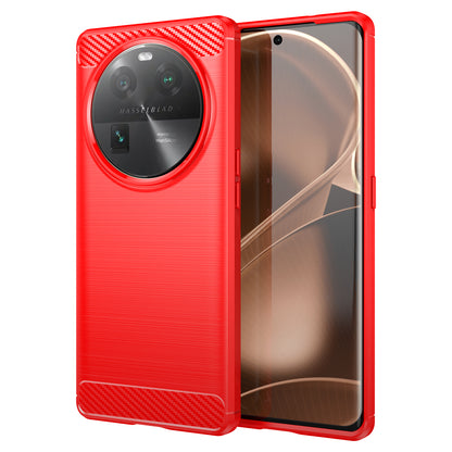 Carbon Fiber Texture Phone Case for Oppo Find X6 , Brushed Soft TPU Phone Cover