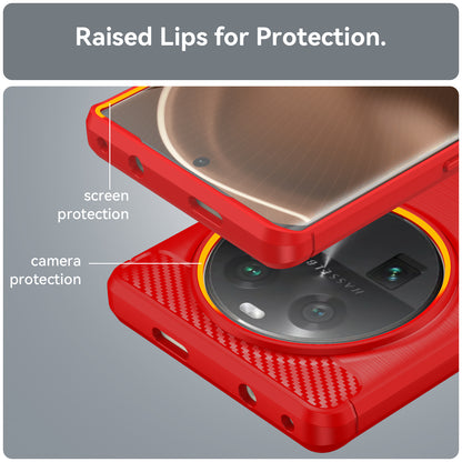 Carbon Fiber Texture Phone Case for Oppo Find X6 , Brushed Soft TPU Phone Cover