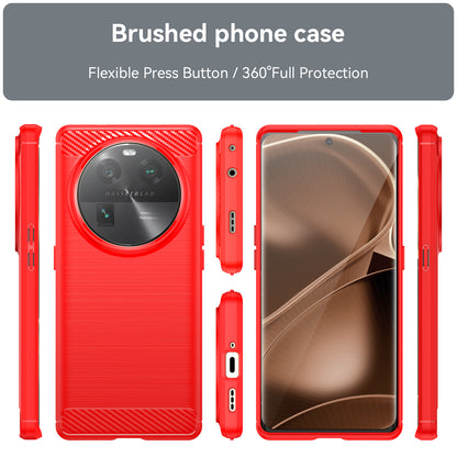 Carbon Fiber Texture Phone Case for Oppo Find X6 , Brushed Soft TPU Phone Cover