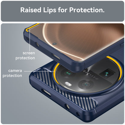 Carbon Fiber Texture Phone Case for Oppo Find X6 , Brushed Soft TPU Phone Cover