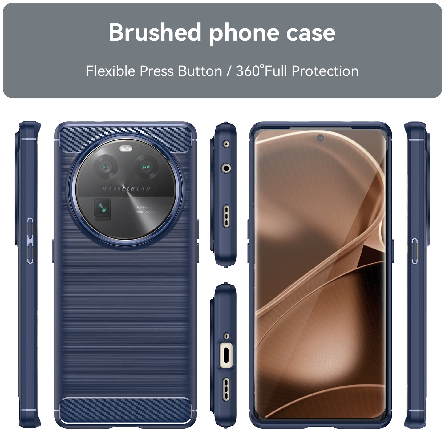 Carbon Fiber Texture Phone Case for Oppo Find X6 , Brushed Soft TPU Phone Cover