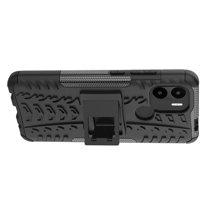 For Xiaomi Redmi A1+ 4G / A2+ 4G / Poco C50 4G Kickstand Phone Cover PC+TPU Tyre Pattern Case