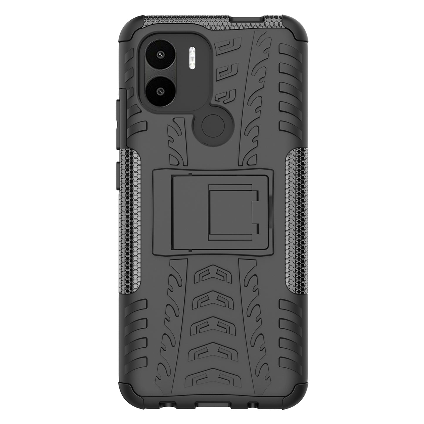 For Xiaomi Redmi A1+ 4G / A2+ 4G / Poco C50 4G Kickstand Phone Cover PC+TPU Tyre Pattern Case