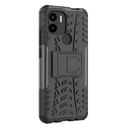 For Xiaomi Redmi A1+ 4G / A2+ 4G / Poco C50 4G Kickstand Phone Cover PC+TPU Tyre Pattern Case