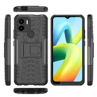 For Xiaomi Redmi A1+ 4G / A2+ 4G / Poco C50 4G Kickstand Phone Cover PC+TPU Tyre Pattern Case