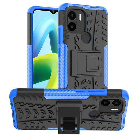 For Xiaomi Redmi A1+ 4G / A2+ 4G / Poco C50 4G Kickstand Phone Cover PC+TPU Tyre Pattern Case