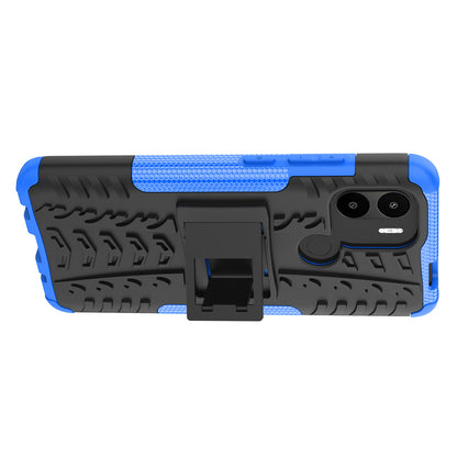 For Xiaomi Redmi A1+ 4G / A2+ 4G / Poco C50 4G Kickstand Phone Cover PC+TPU Tyre Pattern Case