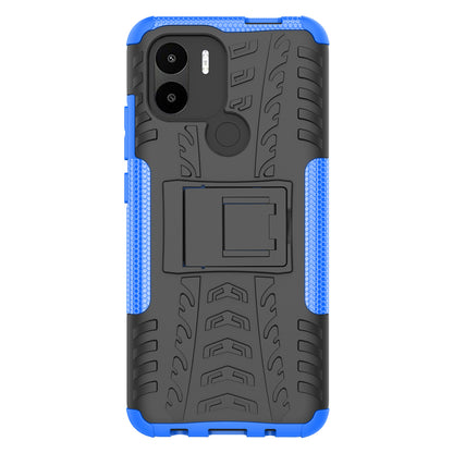 For Xiaomi Redmi A1+ 4G / A2+ 4G / Poco C50 4G Kickstand Phone Cover PC+TPU Tyre Pattern Case