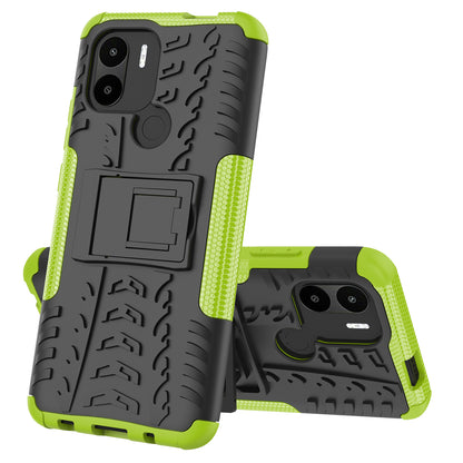 For Xiaomi Redmi A1+ 4G / A2+ 4G / Poco C50 4G Kickstand Phone Cover PC+TPU Tyre Pattern Case