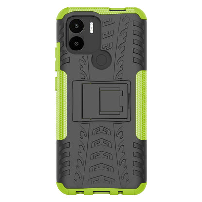 For Xiaomi Redmi A1+ 4G / A2+ 4G / Poco C50 4G Kickstand Phone Cover PC+TPU Tyre Pattern Case