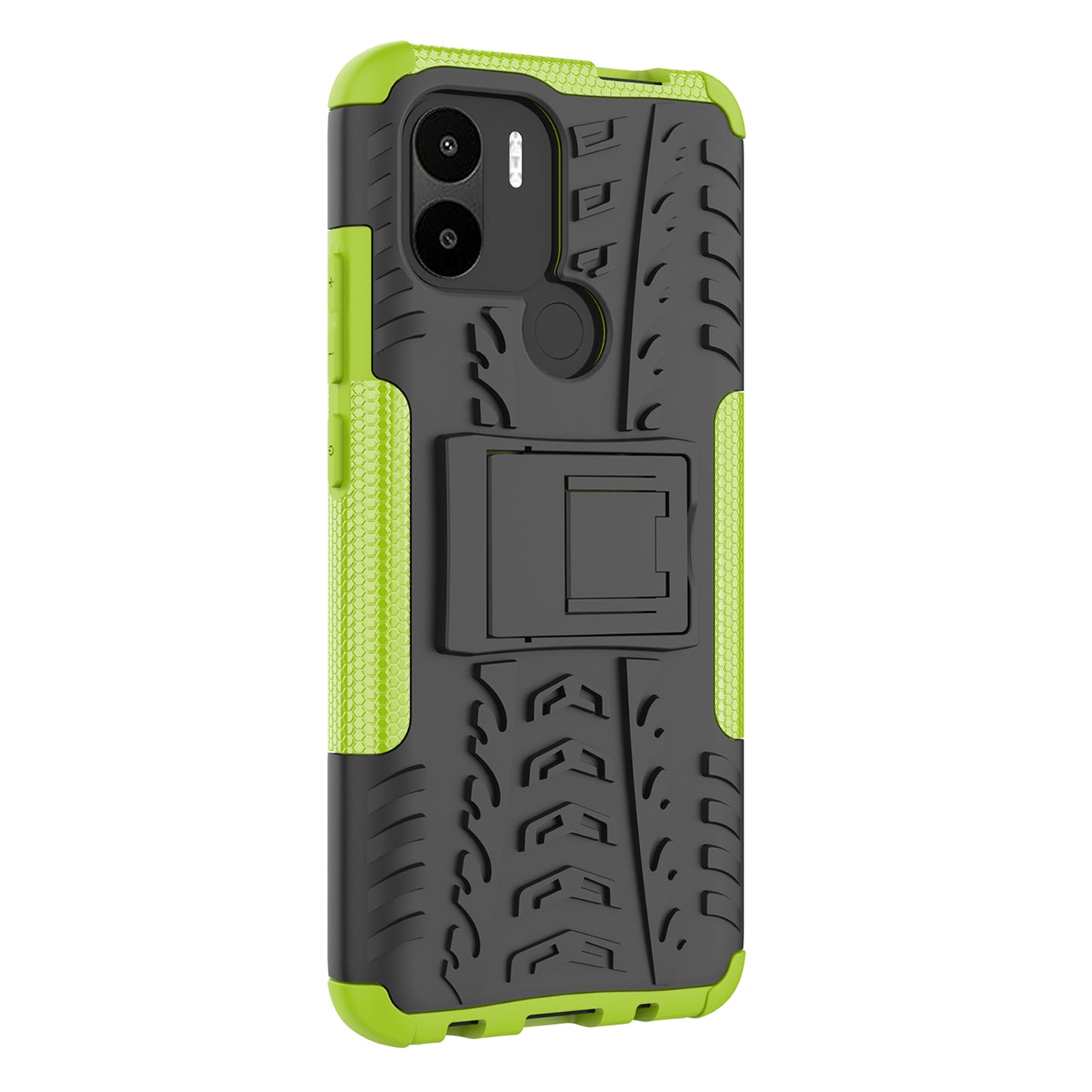 For Xiaomi Redmi A1+ 4G / A2+ 4G / Poco C50 4G Kickstand Phone Cover PC+TPU Tyre Pattern Case