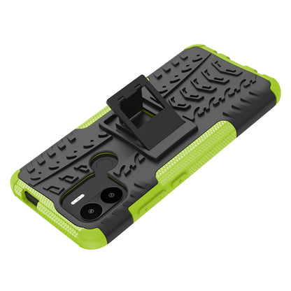 For Xiaomi Redmi A1+ 4G / A2+ 4G / Poco C50 4G Kickstand Phone Cover PC+TPU Tyre Pattern Case