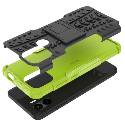 For Xiaomi Redmi A1+ 4G / A2+ 4G / Poco C50 4G Kickstand Phone Cover PC+TPU Tyre Pattern Case